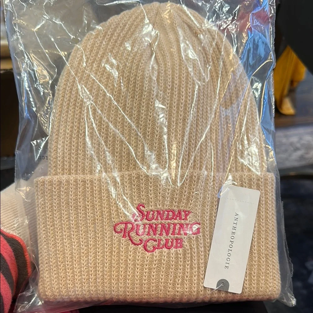 Anthropologie | Daily Practice Sport Club Beanie | “Sunday Running Club” NWT - Picture 2 of 3